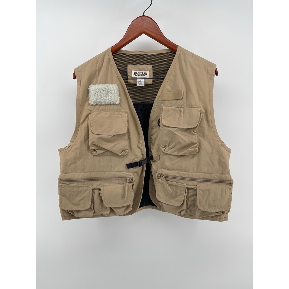 Magellan Fishing Vest XL Khaki Utility Tactical Outdoor Gorpcore Multi Pocket